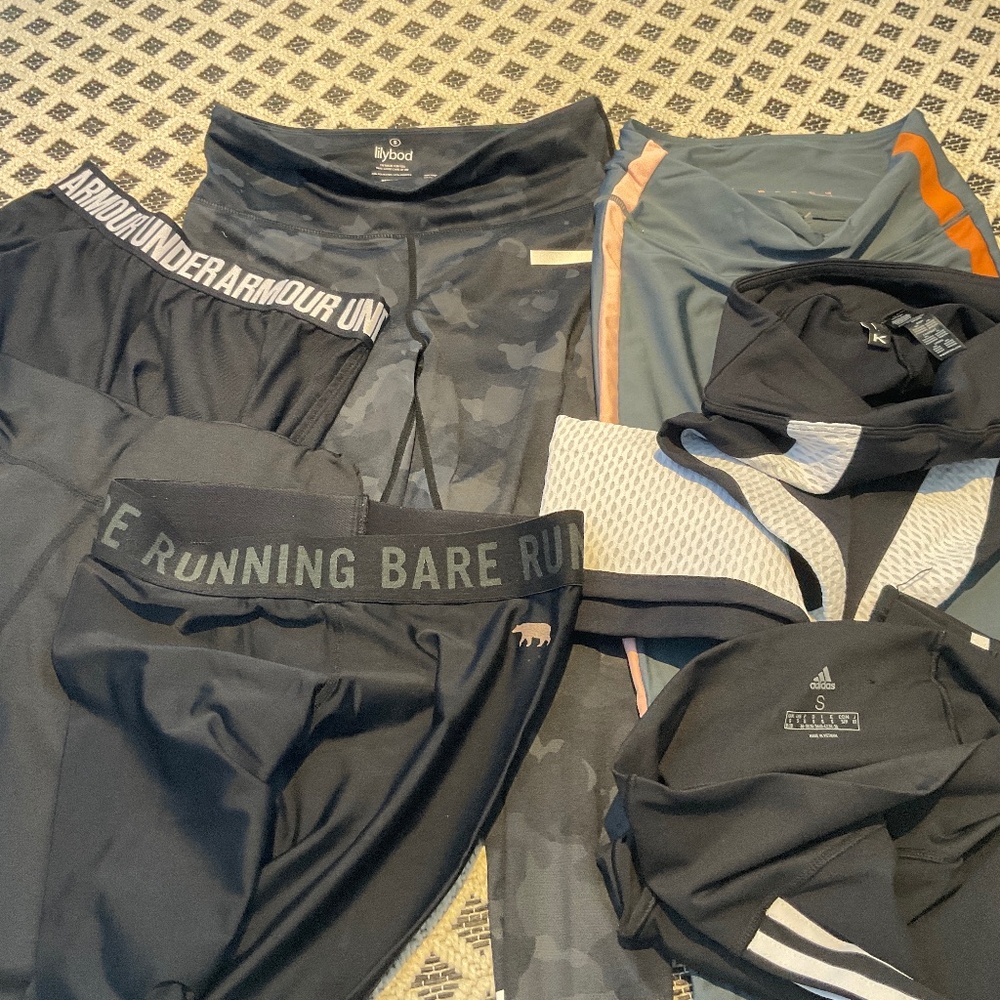 ADIDAS THE UPSIDE RUNNING BARE workout leggings and shorts